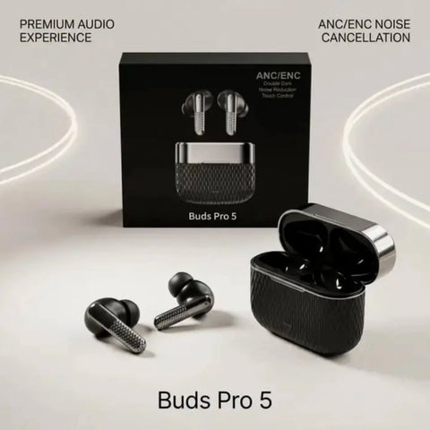 🔥 BUDS PRO 5 – ACTIVE ANC • TYPE-C QUICK CHARGE • PREMIUM STEREO AUDIO 🔥